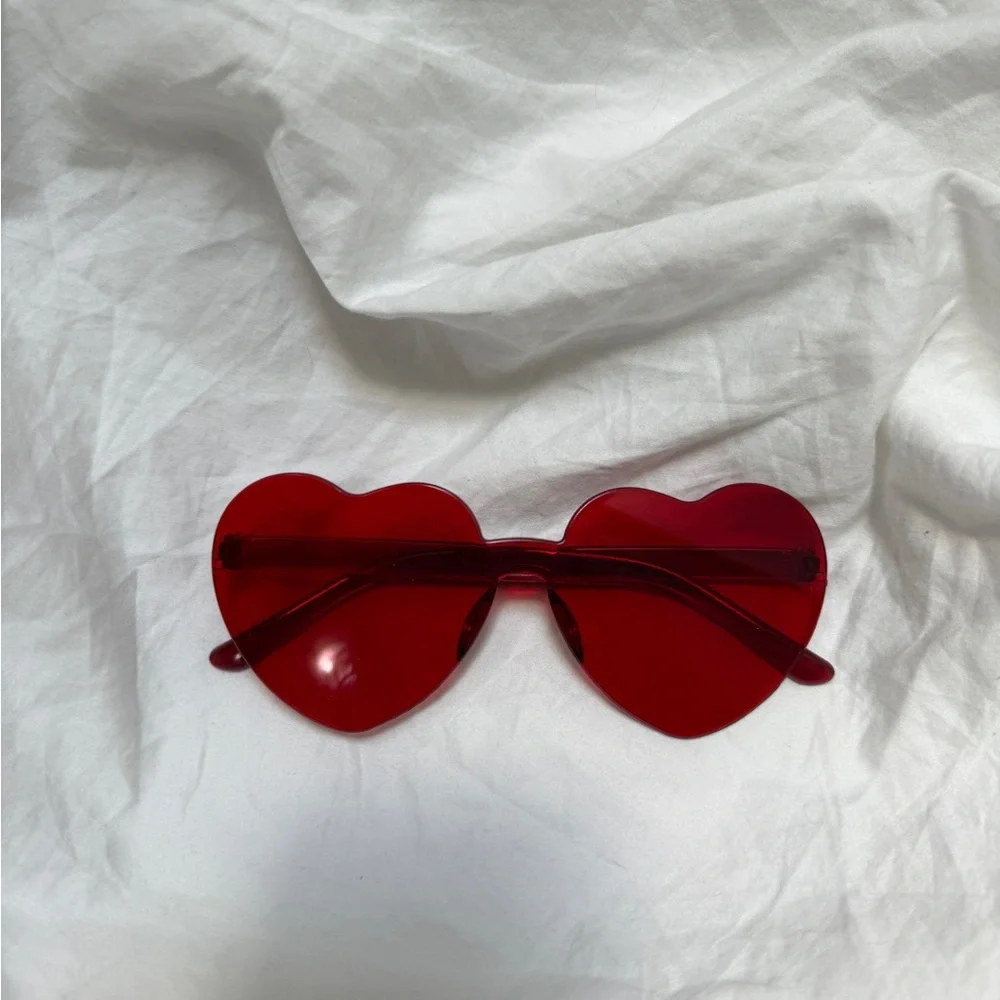Women's Red Heart Shaped Glasses. One size.